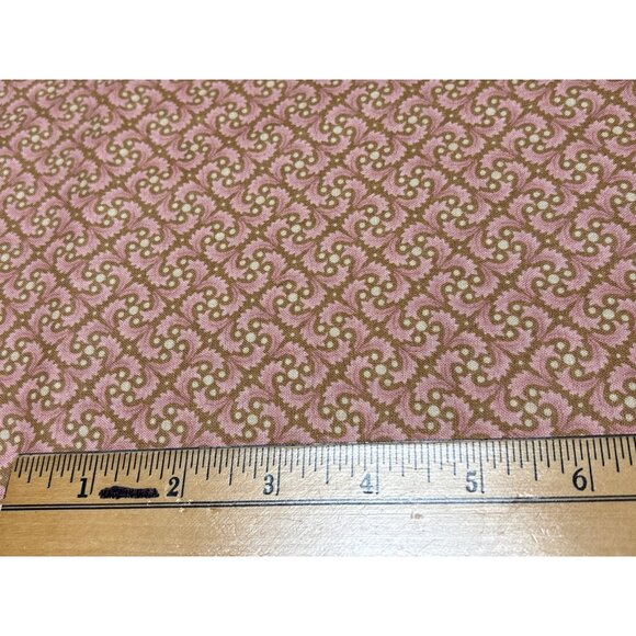 Pink & Brown Swirl Pattern Cotton Fabric 8" x 44" for Sewing & Crafts by Moda - Picture 3 of 4